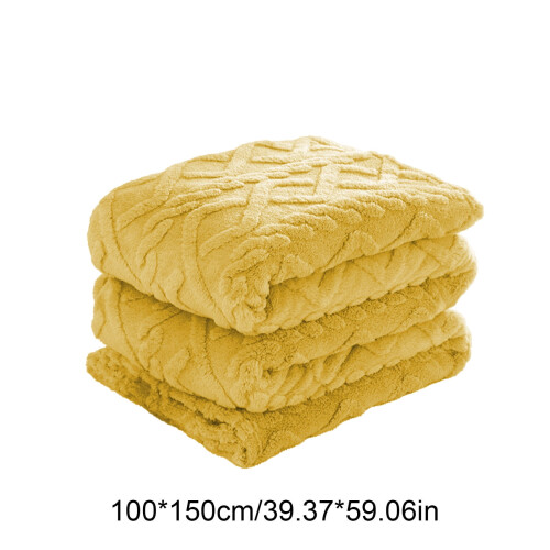 Fuzzy Throw Blanket Yellow 59x39in 2
