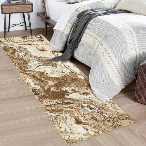 2'x8' μοντέρνο χαλί από μάρμαρο, πλενόμενο χαλί κουζίνας με αφηρημένο μοτίβο 1