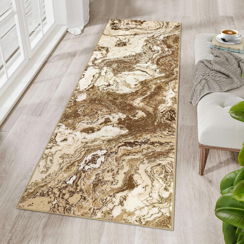 2'x8' μοντέρνο χαλί από μάρμαρο, πλενόμενο χαλί κουζίνας με αφηρημένο μοτίβο 2