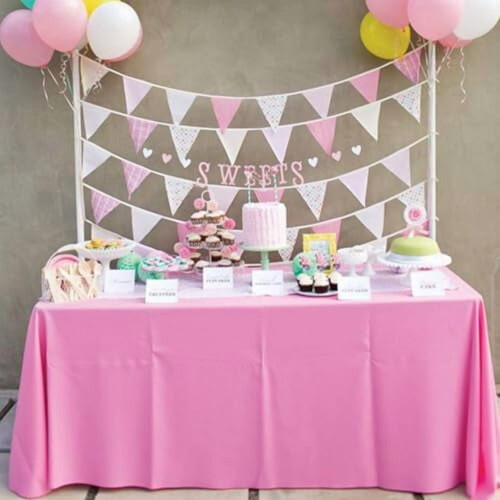 3 Pack Pink Plastic Christmas Tablecloths 54 x 108 in 1