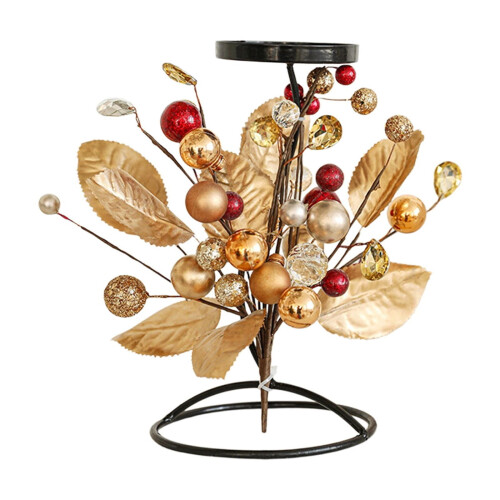 Iron Christmas Candlestick with Fruit & Leaf Ornaments 1