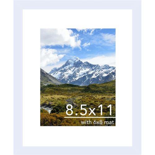 8.5 x 11 in White Rectangular Picture Frame with 6x8 Mat 1