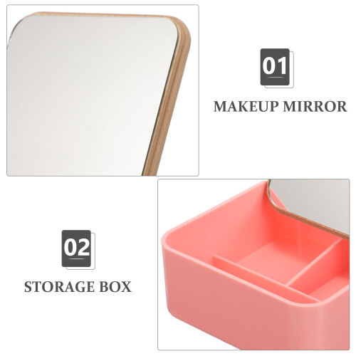 Small Storage Shelf Flip Table Desk Makeup Mirror Clamshell 2