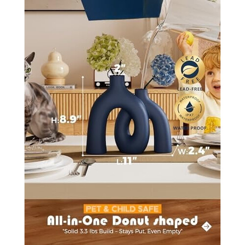 Matte Milky White Conjoined Boho Vase Set 1