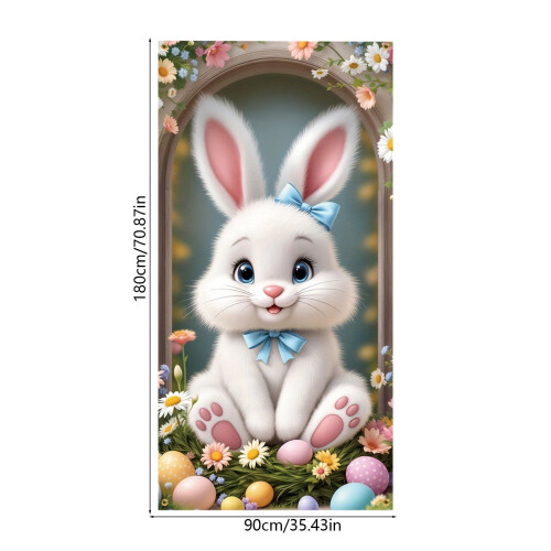 Easter Door Cover Bunny Eggs Print 180x90cm 2