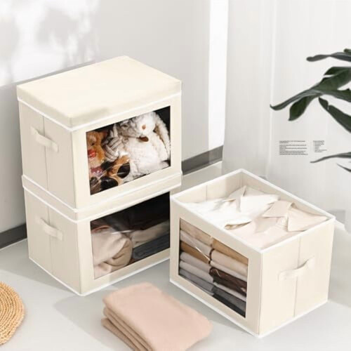 Fabric Storage Bin with Clear Window, 15"L x 10"W x 10"H, 2