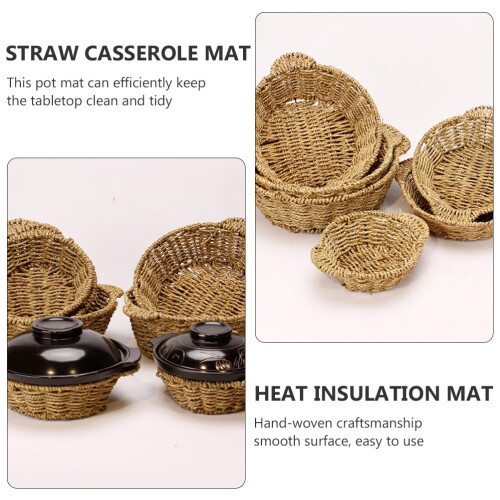 Straw Casserole Basket with Double-Ear Handle, 23x18x6.5cm 2