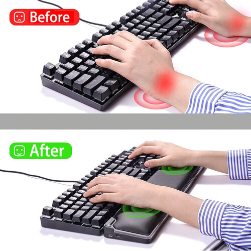 Apoio de pulso para teclado e mouse em espuma viscoelástica com iluminação LED RGB. 1