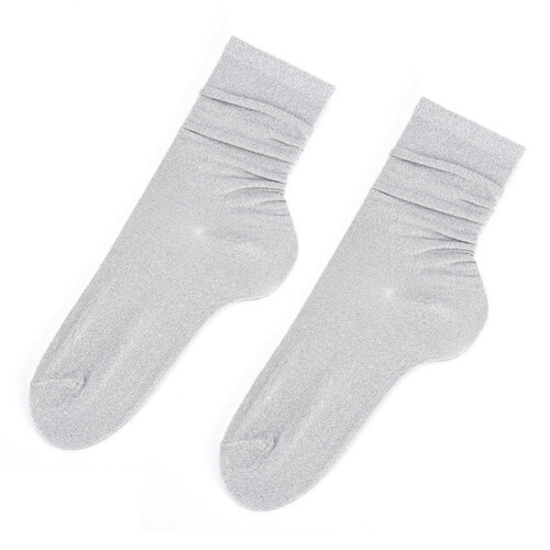 Modische Damen-Glitzersocken, Herbst/Winter, einfarbig, lässig, silberfarben 1