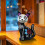 Skeletkat beeldje van hars, Halloween decoratie 5