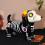 Skeletkat beeldje van hars, Halloween decoratie 7