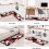 Modern Kitchen Runner Rugs, Red Black White Patterns, 17" x 30" + 17" x 48", (2 Count) 4