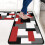 Modern Kitchen Runner Rugs, Red Black White Patterns, 17" x 30" + 17" x 48", (2 Count) 6