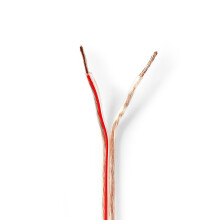 Högtalar-Kabel | 2x 1,50 mm² | Koppar | 15,0 m | Rund | PVC | Transparent | Trommel