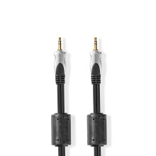 Stereolux-Kabel | 3,5 mm Hane | 3,5 mm Hane | Guldplaterad | 5,00 m | Rund | Antracit | Musselskal