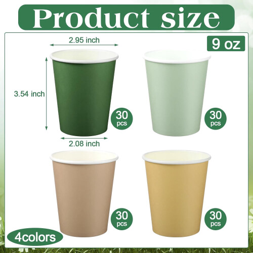 9oz Sage Green & Gold Gradient Paper Cups (120 pcs) 1