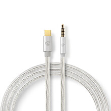 USB-C Adapter | USB 2.0 | USB-C Stecker | 3,5 mm Stecker | 1,00 m | Rund | Vergoldet | Geflochten / Nylon | Aluminium | Box mit abgedecktem Fenster