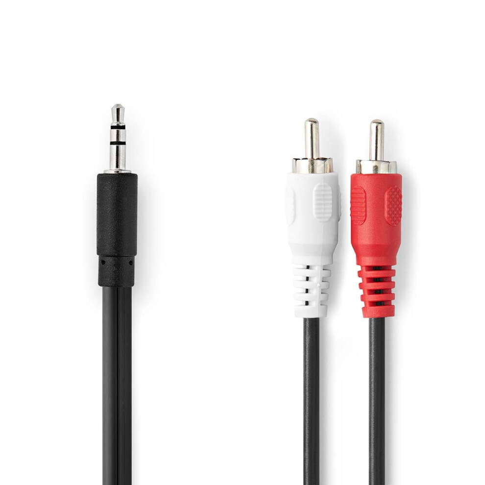 Stereo Audio Cable | 3.5 Mm Male | 2X Rca Male | Nickel Plated | 3.00 M | Round | | Box Black 5412810306213