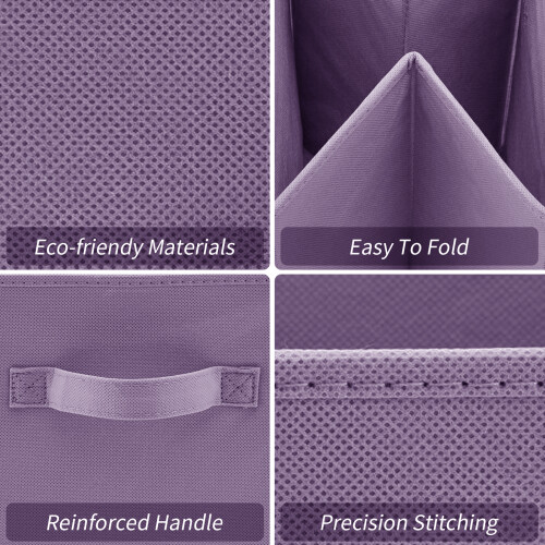 (Purple) 4x Storage Cube Boxes Clothes Organiser Foldable 2