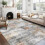 Washable area rug gray rust 3x5 ft modern fluffy non-slip 7