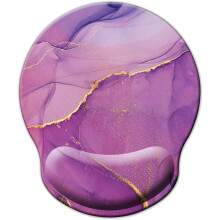 (08-Purple marble) Blue Marble Ergonomic Mouse Pad with Memory Foam Wrist Rest, Non-Slip Rubber Base, for Home Office & Gaming