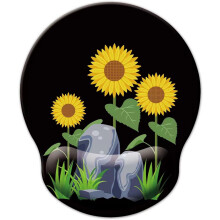 (18-Sunflower) Blue Marble Ergonomic Mouse Pad with Memory Foam Wrist Rest, Non-Slip Rubber Base, for Home Office & Gaming