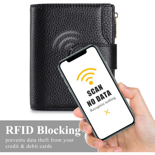 Damen-Geldbörse aus echtem Leder mit RFID-Schutz 1