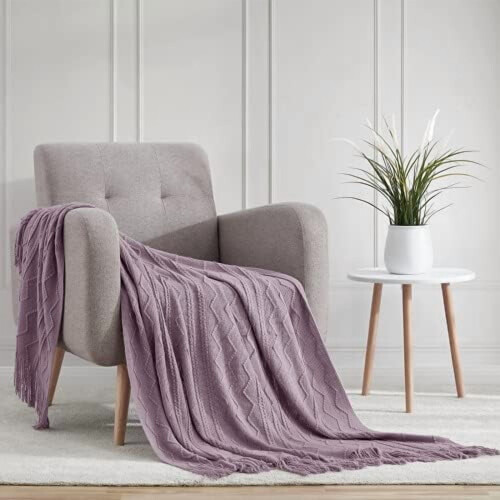 Light Lavender Acrylic Throw Blanket 50 x 60 in 1