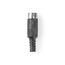 DIN-Stecker | Gerade | Männlich | Vernickelt | Verdrehbar | Kabeleingang Durchmesser: 6,0 mm | PVC | Schwarz | 25 Stk. | Plastikbeutel
