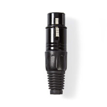 XLR-Stecker | Gerade | Buchse | Vernickelt | Löten | Kabeleingang Durchmesser: 5,0 mm | Metall | Schwarz | 1 St. | Plastikbeutel