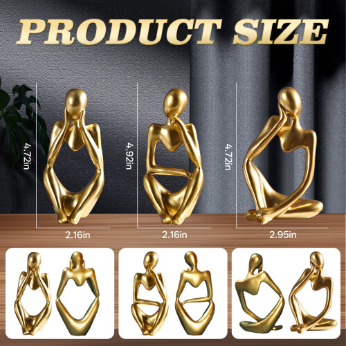The Thinker Statue Resin Gold 5" 1
