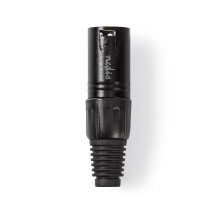 XLR-Stecker | Gerade | Männlich | Vernickelt | Löten | Kabeleingang Durchmesser: 5,0 mm | Metall | Schwarz | 1 St. | Plastikbeutel