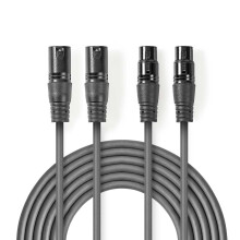 Symmetrisches Audiokabel | 2x XLR 3-Pin Stecker | 2x XLR 3-Pin Buchse | Vernickelt | 1,50 m | Rund | PVC | Dunkelgrau | Papphülle