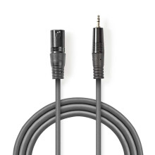 Symmetrisches Audiokabel | XLR 3-poliger Stecker | 3,5 mm Stecker | Vernickelt | 3,00 m | Rund | PVC | Dunkelgrau | Papphülle
