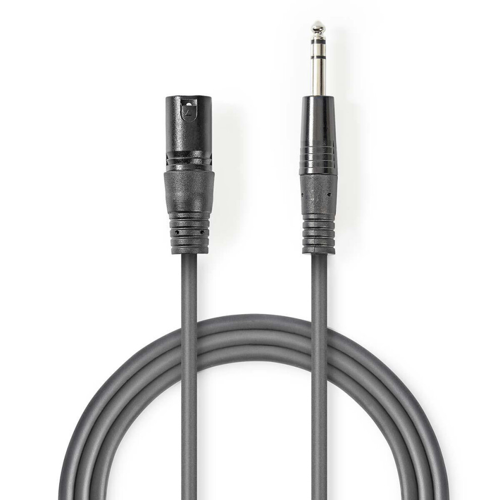 Balanced Audio Cable | Xlr 3-Pin Male | 6.35 Mm Male | Nickel Plated | 5.00 M | Round | Pvc | | Cardboard Sleeve Dark/Gray 5412810295746
