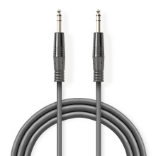 Stereo-Audiokabel | 6,35 mm Stecker | 6,35 mm Stecker | Vernickelt | 5,00 m | Rund | Dunkelgrau | Papphülse