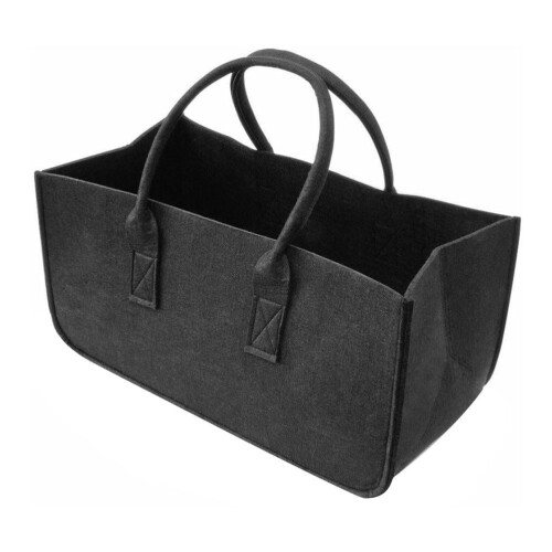 Sac à bûches pliable en feutre noir (1 pièce) 1