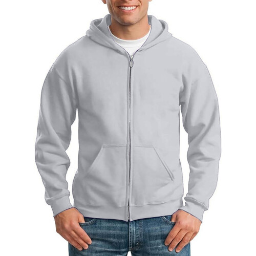 Moletom masculino com capuz, cor sólida, manga comprida, zíper e bolsos. 1