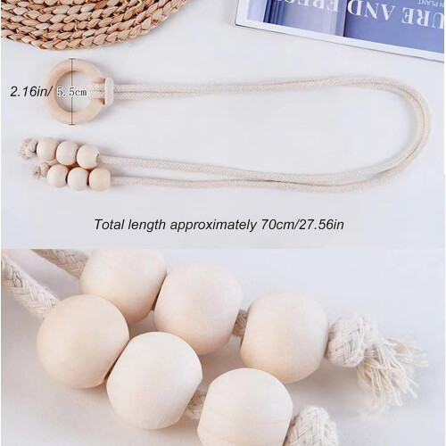 Ξύλινα δεσίματα κουρτινών με χάντρες 68cm x 2 2