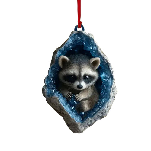 Weihnachtsbaum-Anhänger aus Acryl mit Eule und Waschbär 2