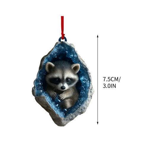 Weihnachtsbaum-Anhänger aus Acryl mit Eule und Waschbär 1