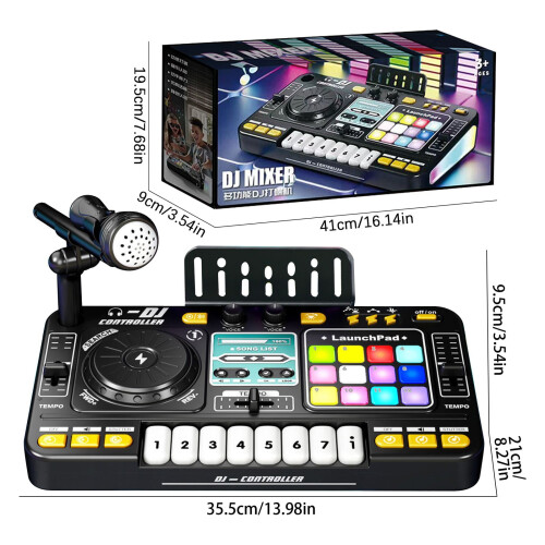 Χειριστήριο DJ με φώτα πάρτι, σετ DJ με πλατό, μίκτης DJ, θύρα ήχου και σύνδεση USB, 1