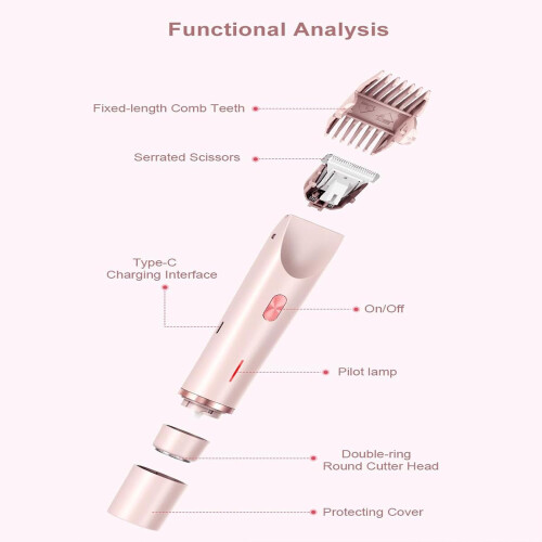 Dermave Trimmer2.0, 2-σε-1IPX7 Αδιάβροχο τρίμερ μπικίνι και προσώπου για υγρή/στεγνή χρήση με 2