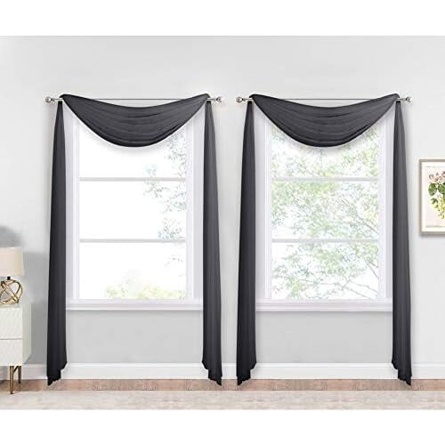 Schwarze, transparente Voile-Vorhänge (2 Stück) 1