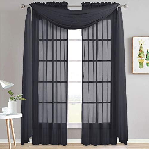 Schwarze, transparente Voile-Vorhänge (2 Stück) 2