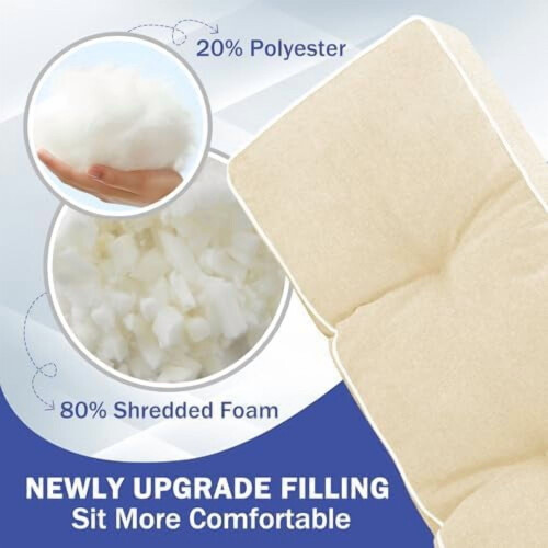 Bench Cushion with Memory Foam 42x16 in Beige 1