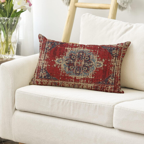 Capa de almofada boho vermelha 30x50cm 2