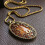 Colar feminino vintage com pingente oco de âmbar e corrente longa. 5
