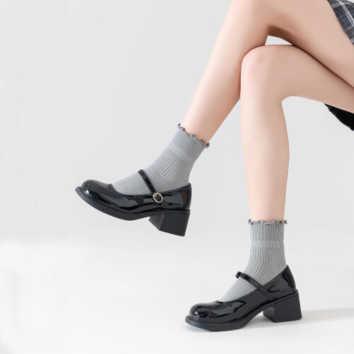 Γυναικείες Κάλτσες, βολάν, μανσέτες, casual, αναπνεύσιμο, δροσερό πλεκτό, βαμβακερό, 2