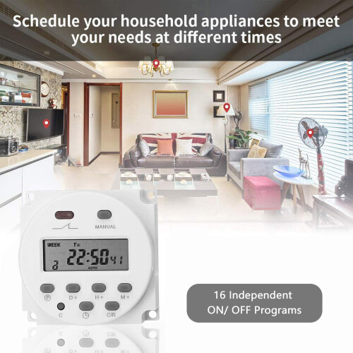 CN101A 12V Digital Timer Switch 7 Days Weekly Programmable Time Relay Programmer Rechargeable Battery Built-in A8J9 2